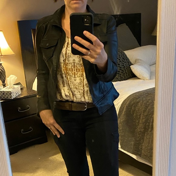 White House Black Market Coated denim jacket. - Picture 2 of 6